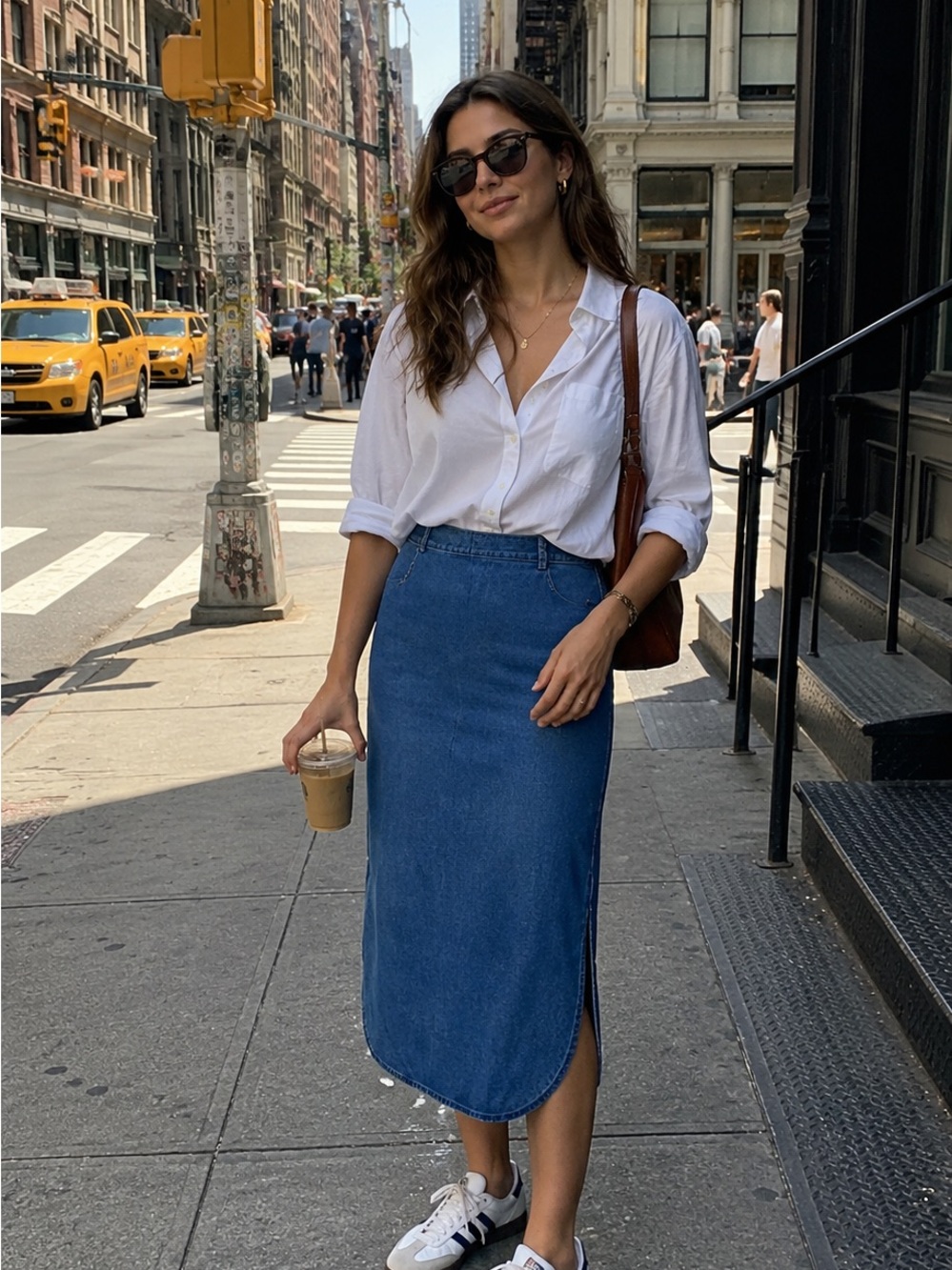 Frank & Eileen Donegal Unforgettable Midi Skirt Blue Wash Denim Minimal Sz 8